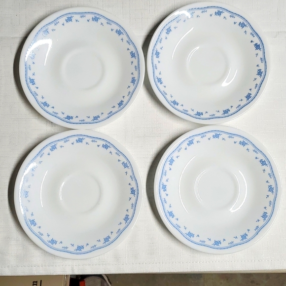 4 Sets Pyrex Corelle Cups & Saucers  Matching Morning Blue Pattern Mugs - Picture 14 of 17